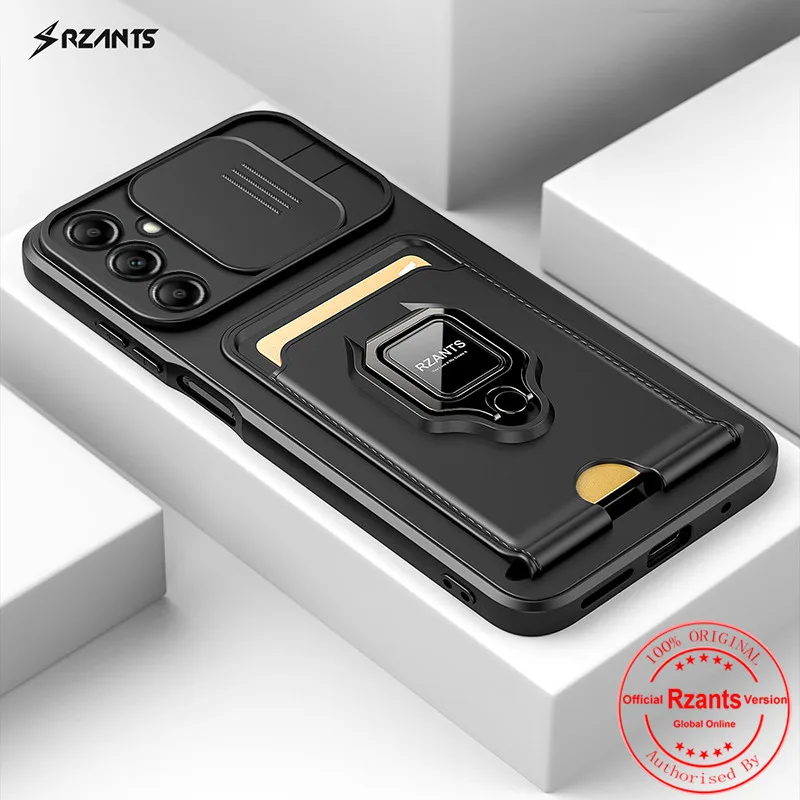 Rzants For Samsung Galaxy A14 A34 A54 5G A24 4G Fashion Case[Bison]Smooth business Push-pull card holder ring armor Case Cover