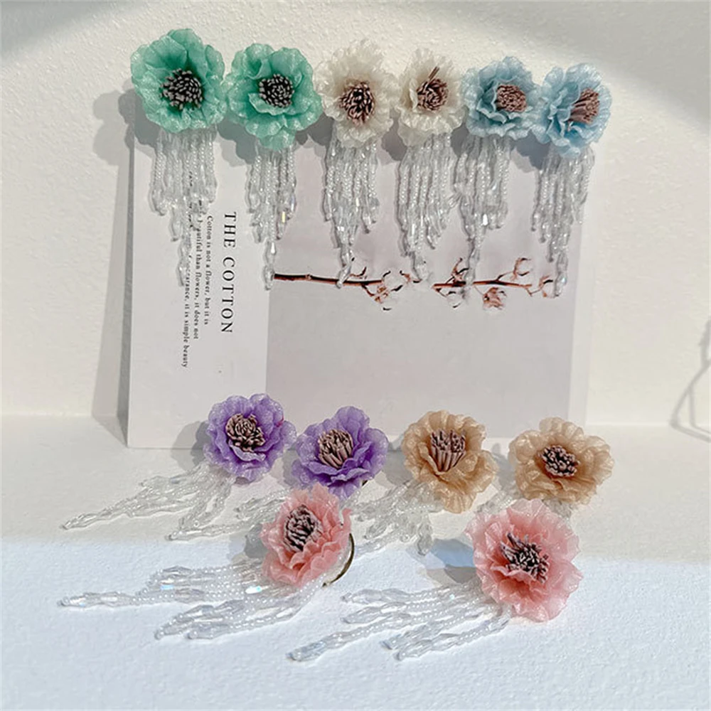 Boucles d'oreilles en cristal de carillon pour femmes, boucles d'oreilles longues pour mariées, fête de mariage, fleur, perle, pompon, boucle d'oreille goutte, accessoires de bijoux de luxe, 2025