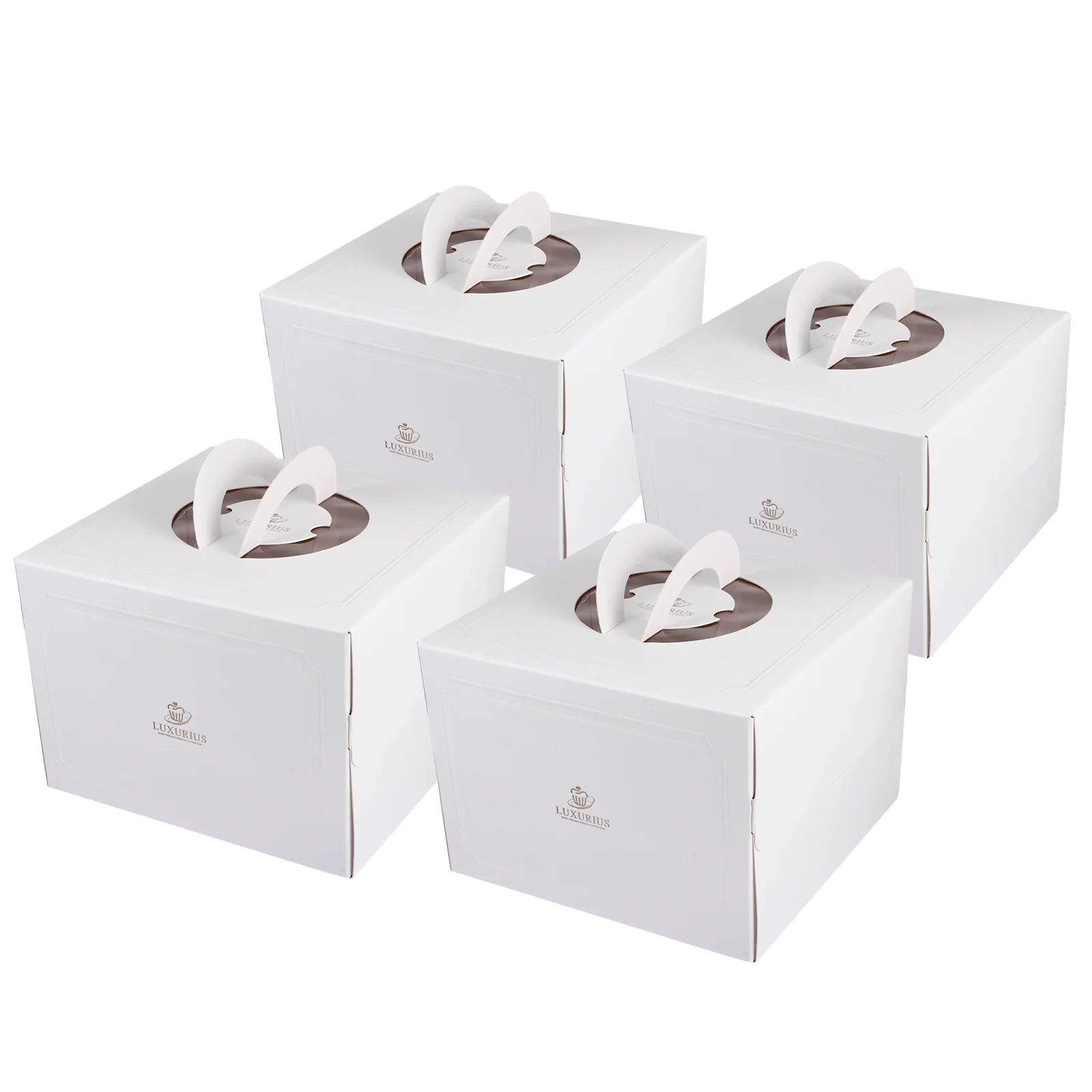 4 Pcs Cake Box Small White Card 700g Packaging Portable Case Carrier Pastry Cupcake Birthday Wedding Baby Shower Safe