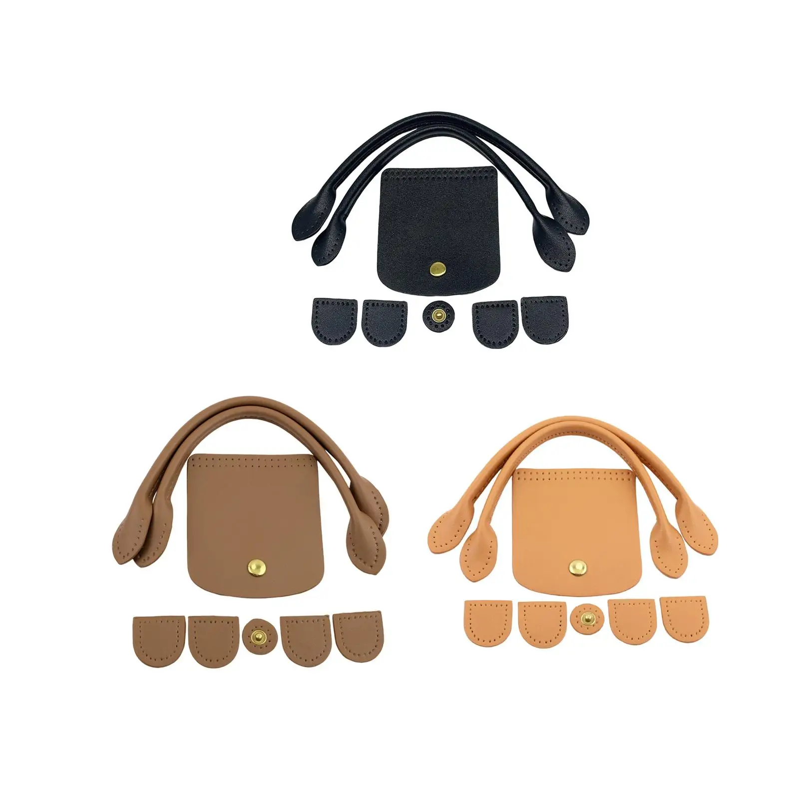 Crochet Bag Handles Crochet Bag Making Set Lock PU Leather DIY Bag Making Set Flap Cover for Purse Handbag Dumpling Bag Parts