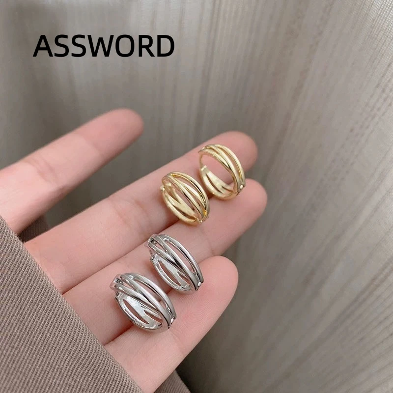 925 Sterling Silver Multi Layer Hoop Earrings Minimalist Twisted Cross Huggie Ear Buckle Simple Earring for Women Jewelry