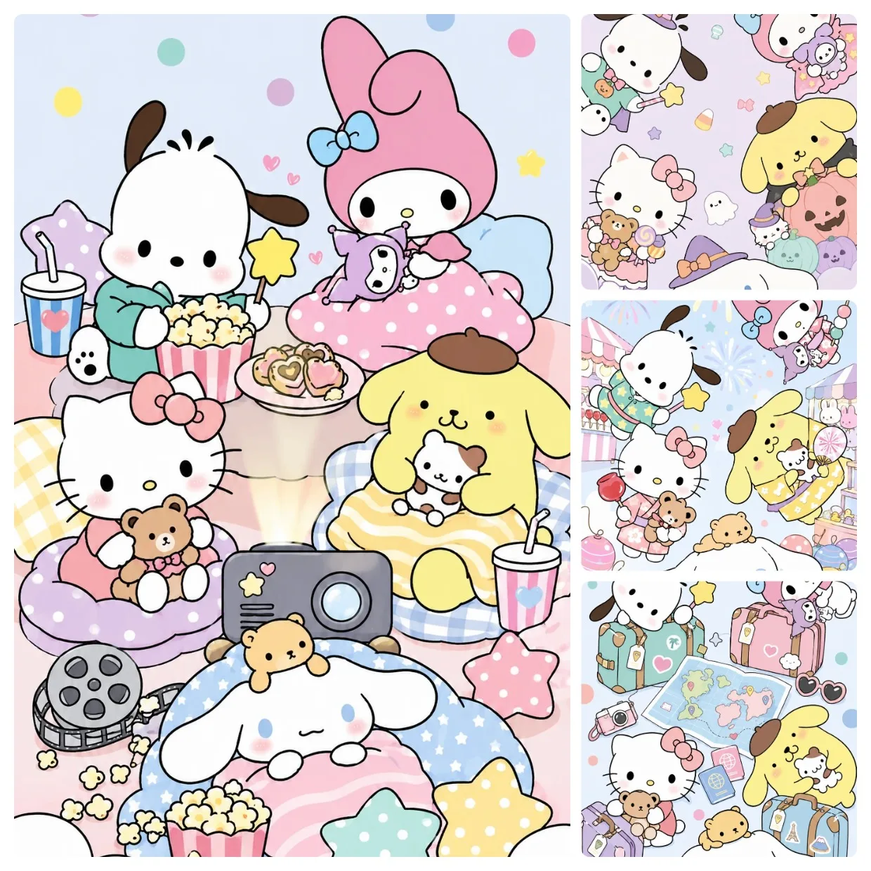 Oil Painting By Numbers Kits Sanrio Cute Carter Cat Paintings DIY Acrylic Paint By Numbers for Adults Home Decor