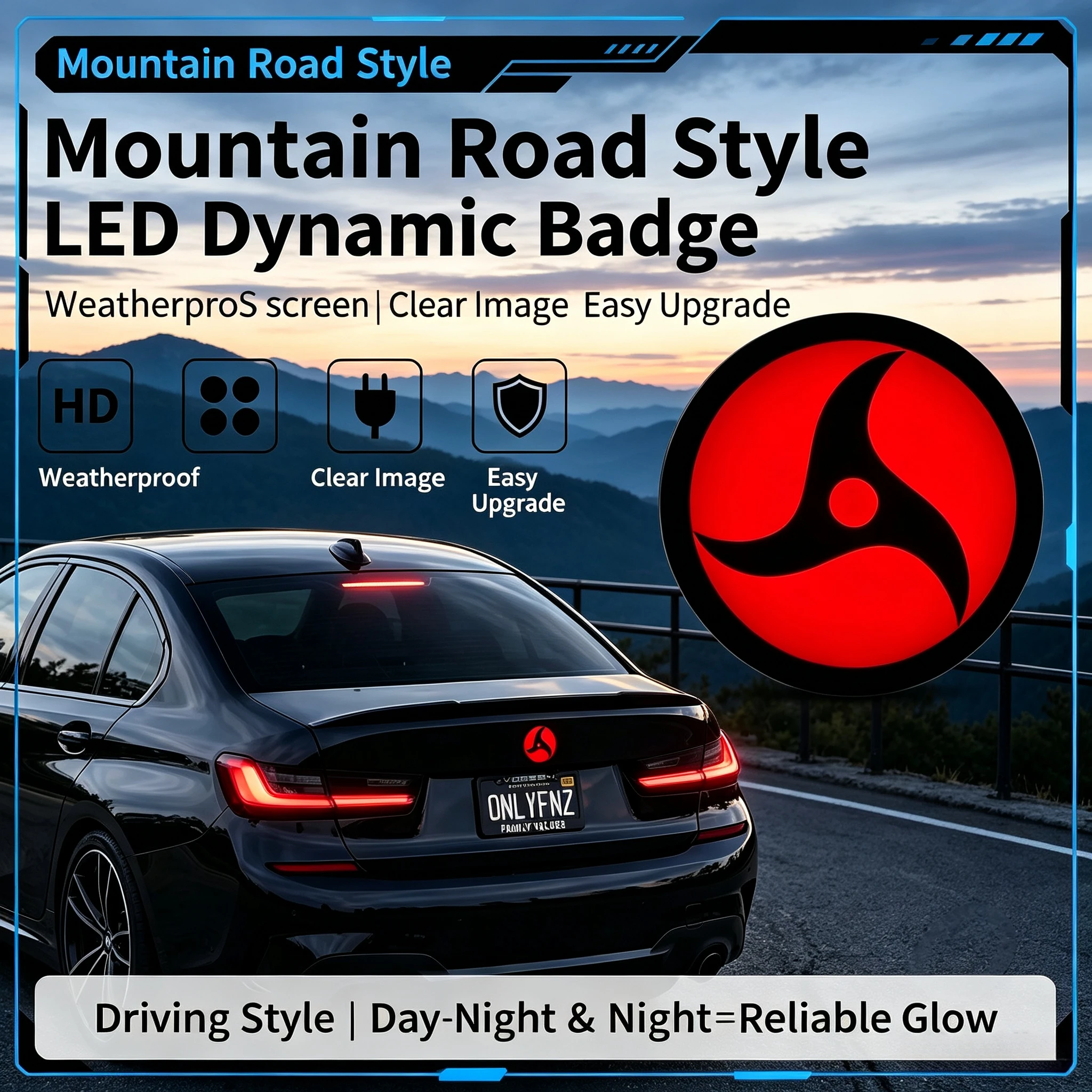 74mm LED Dynamic Badge for BMW M2 M3 M4 M5 F80 F82 F87 F90 HD IPS Rear Trunk Emblem