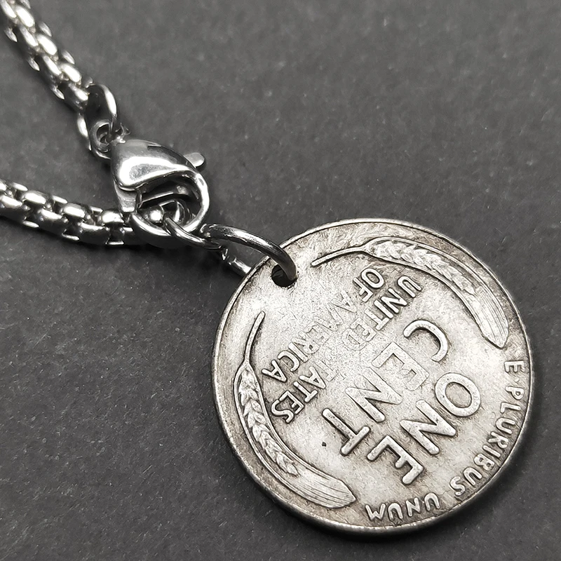 Lincoln Ear of Wheat Pendant for Men and Women, Necklace, Bracelet Decoration, Trendy Accessories, Gift, Copy Coin, 1 Cent, 1943