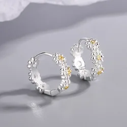 Mode 925 Sterling Silber Gold Blume Ohrringe FÞr Frauen Vintage Luxus Edlen Schmuck GaaBou