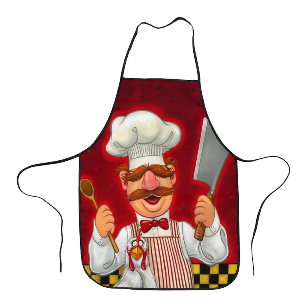 

Swedish Chef and Chicken Kitchen Aprons for Women Household Cleaning Apron Chefs Cooking Baking Apron