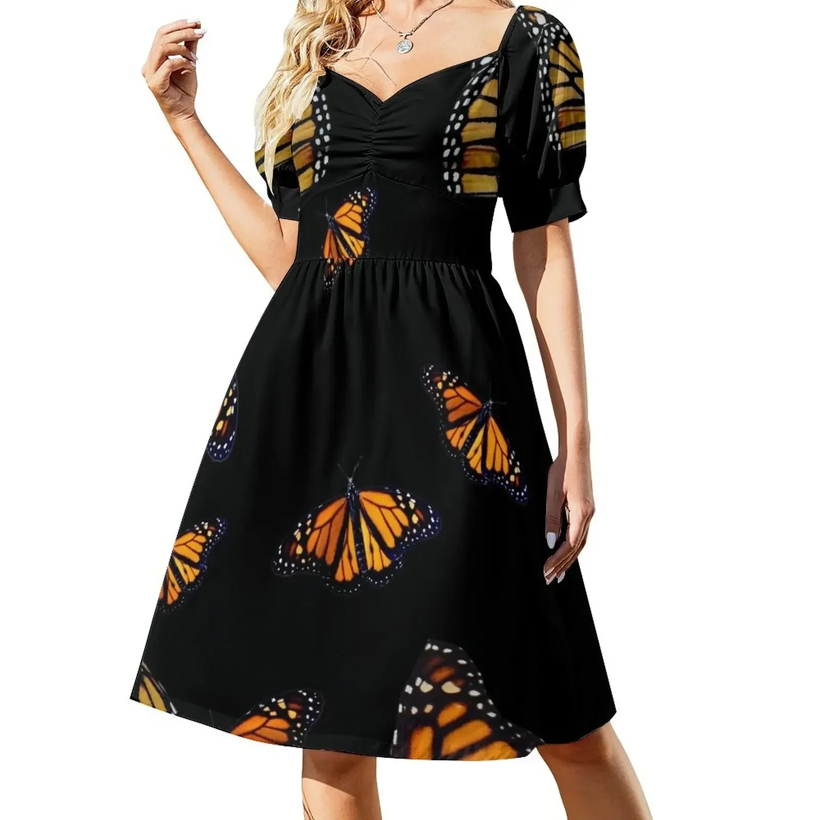 

Monarch butterfly wing pattern Short-Sleeved Dress women clothes Party dresses for women Dress
