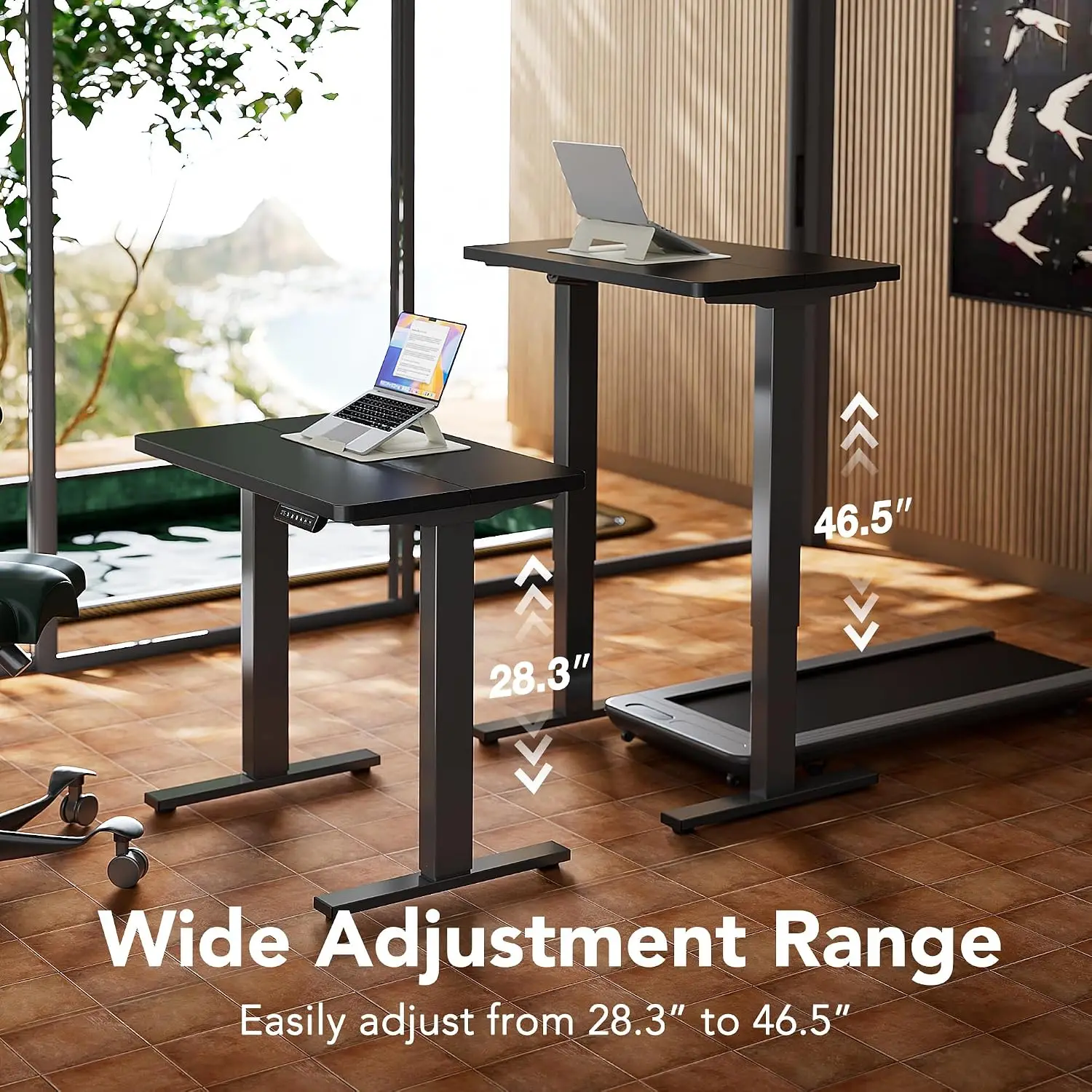 Electric Height Adjustable Standing Desk 48x24 Inch Black, Customized