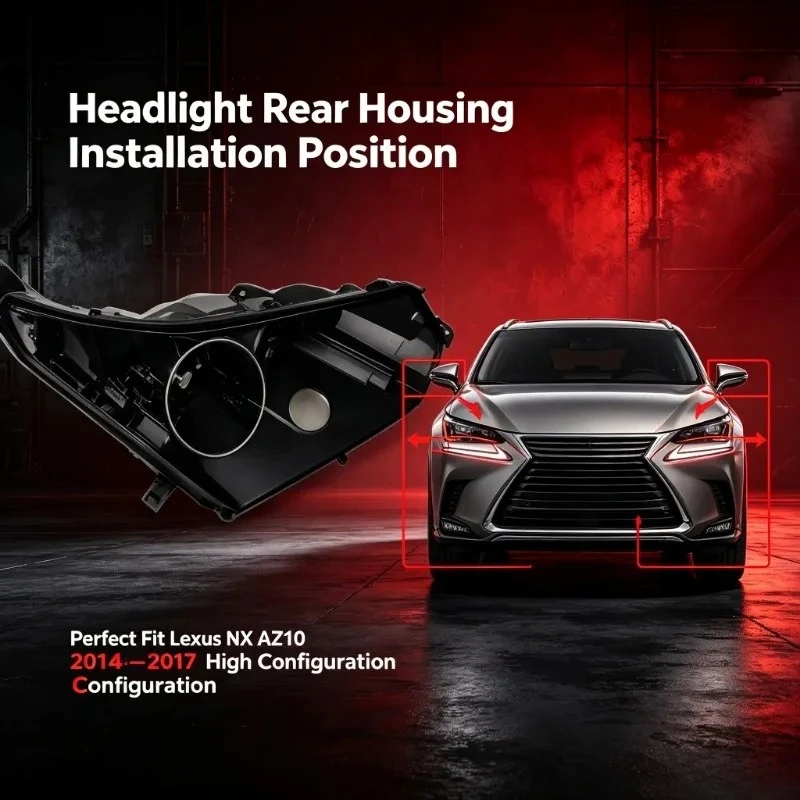 Moggic Headlight Rear Housing For Lexus NX AZ10 2014-2017 High Configuration Triple Lens Headlamp Back Shell