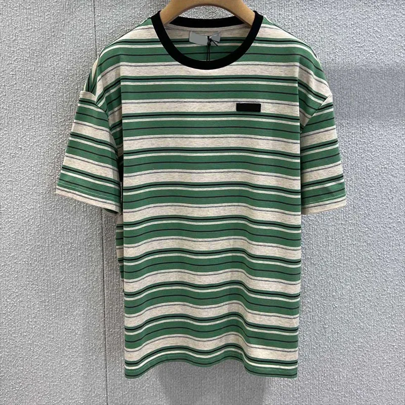 

High quality Women's Korean Striped Contrasting T-shirt O-neck Short Sleeved Fashion Versatile Casual Loose Cotton 25704153
