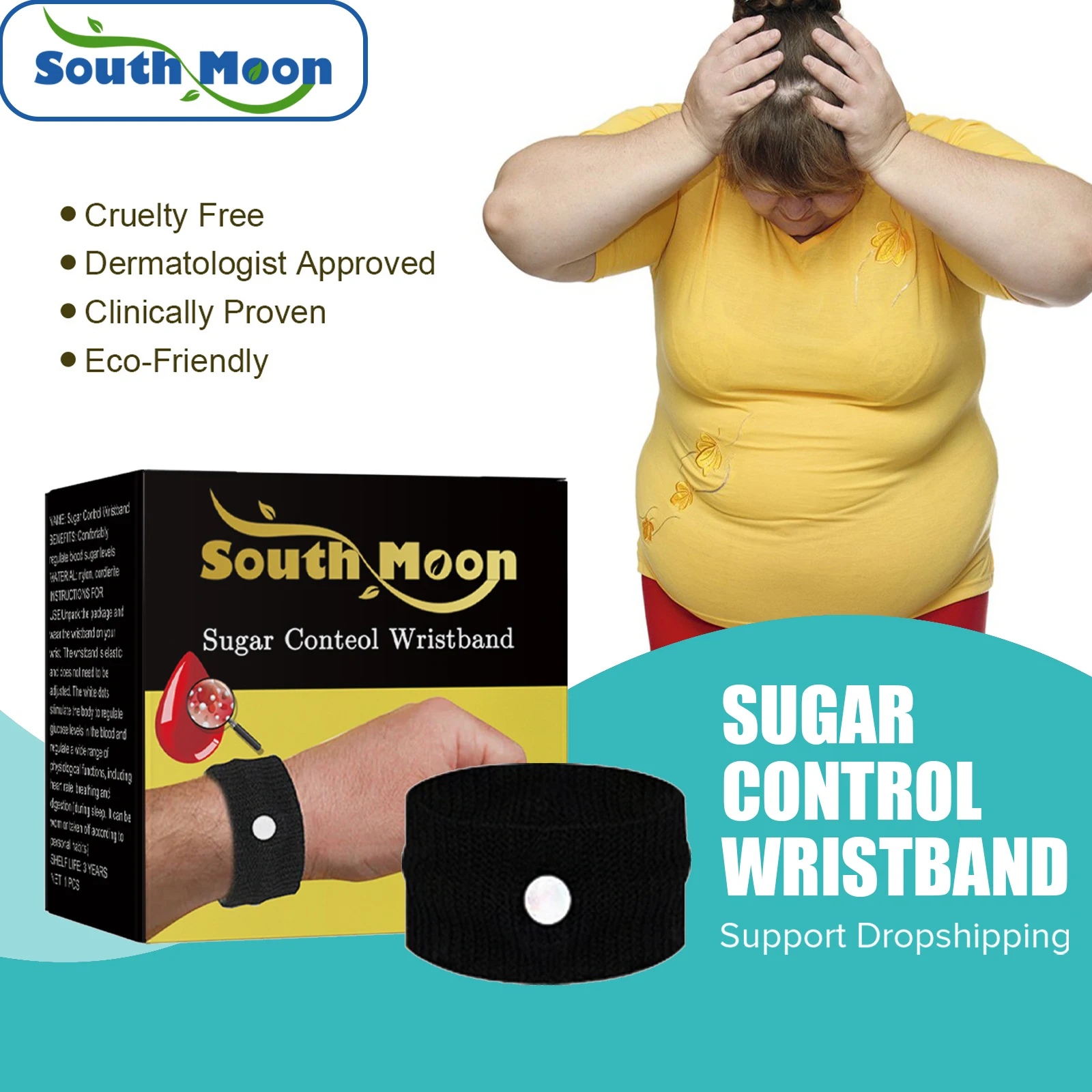 South Moon Sugar Control Wristband Tendon Sheath Health Care Cure Blood Glucose Balanced Diabetes Treatment Accessories Products