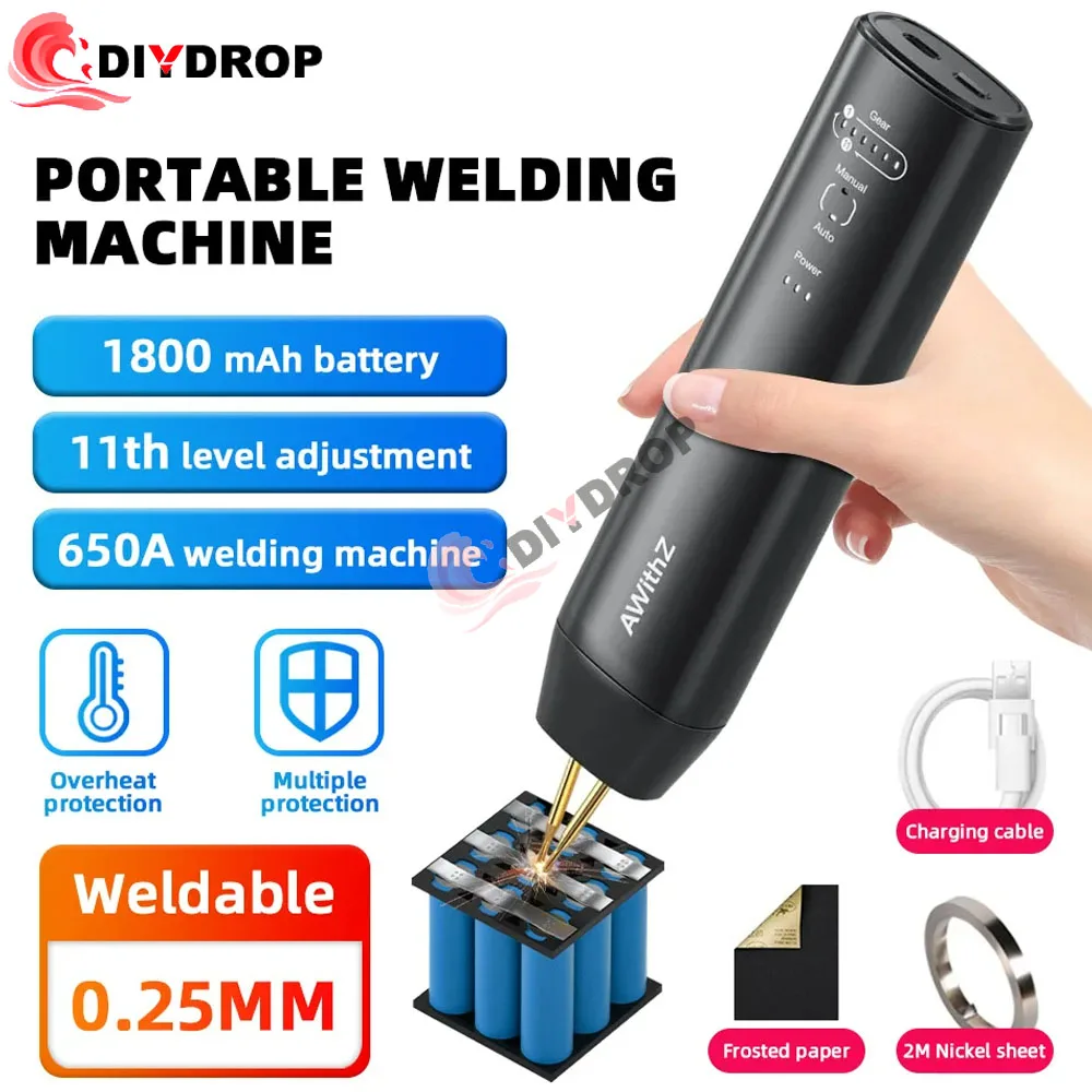 

11 Gears Spot Welder Adjustable Mini Portable Handheld Digital Display Spot Welding Machine Automatic Manual Modes 18650 Battery