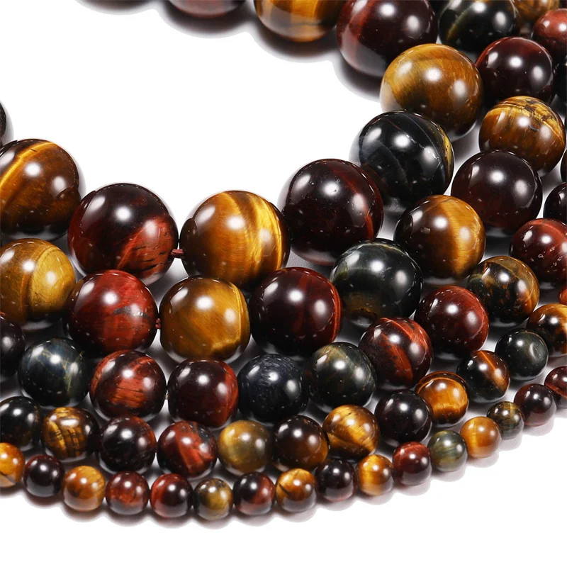 Kleur Tijgeroog Bliksem Natuursteen 4-14Mm Kralen Ronde Losse Ruimte Kraal Voor Sieraden Maken Diy Charm Armbanden Ketting Cadeau