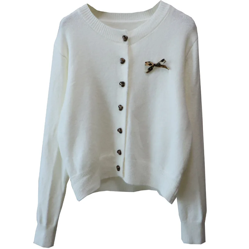 Maglione cardigan lavorato a maglia da donna rotondo Ne Heart Bule Autunno Inverno Faion Sle coreano con spilla sul petto Top lungo Sve