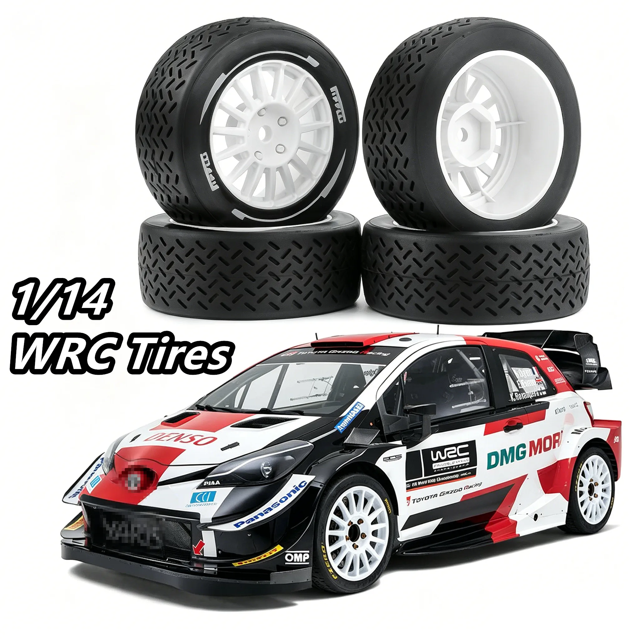 1/14 WRC Rally Tires Racing Tyre 12mm Hex for 1:10 1:14 RC On Road Car Tamiya M05 M08 MJX 14303 C3 ZD RX12 DSK Upgrade Parts
