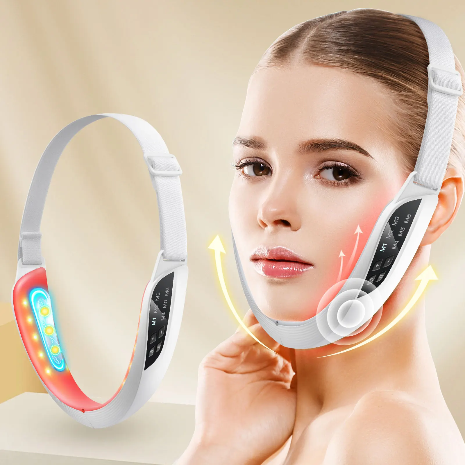 Electric V Face Lifting Beauty Device 6 Modes 8 Levels EMS Micro-current Firming Facial Massager Double Chin Removal Skin Care