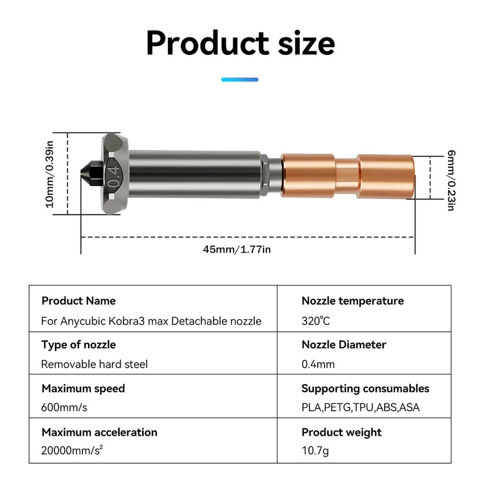 ترقية جديدة فوهة ل Anycubic كوبرا 3 ماكس فوهة Hotend كوبرا 3 ماكس كومبو فوهة الحلق 0.4 مللي متر 0.6 مللي متر 0.8 مللي متر