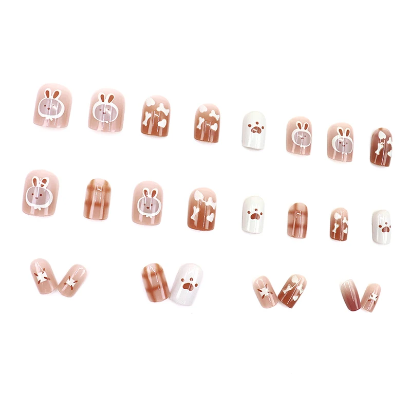 24 قطعة الأظافر الفرنسية وهمية انفصال الأظافر كاذبة مربع غطاء كامل اضغط على الأظافر مجموعة النساء يمكن ارتداؤها ملصقات الأظافر نصائح