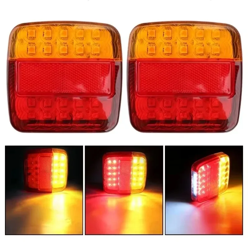 

12V 20LED Trailer Truck Taillight with Turn Signal, Brake Stop Lamp Reverse & Number Plate Light 2pcs