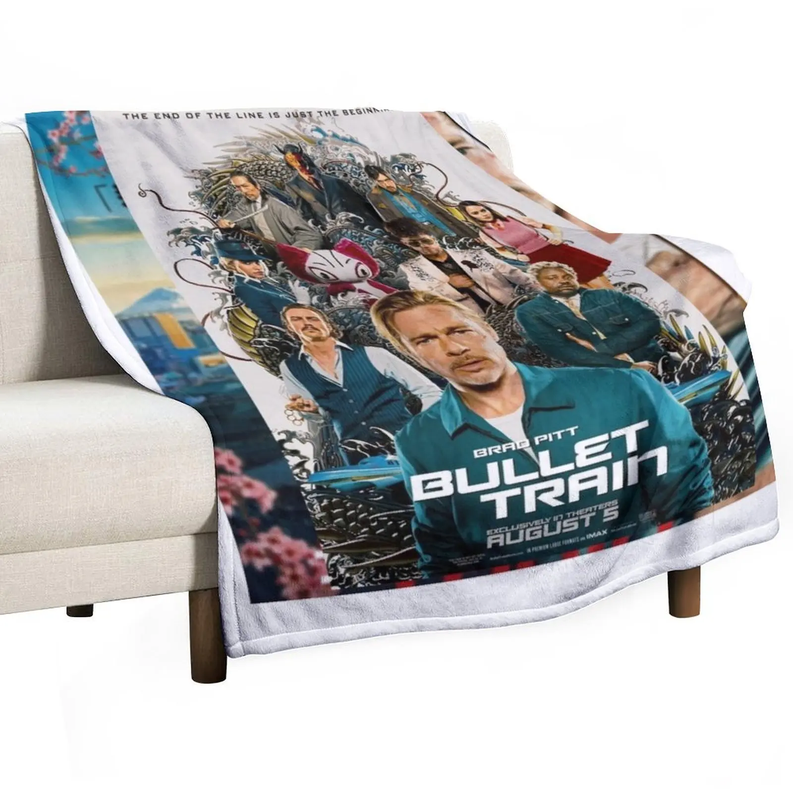 Bullet Train Movie 2022 remix poster Throw Blanket Furrys Flannel Retros Luxury Blankets