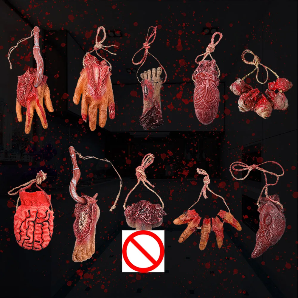 Halloween Party Ornament Horror Props Bloody Hand Fake Scary Penis Finger Eyes Foot Brain Cock Dick Heart Organ Decor