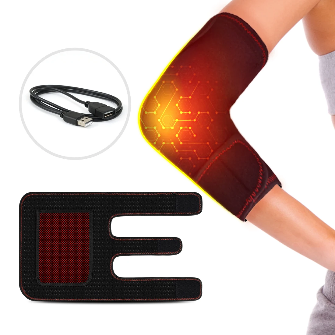 

Портативный массажер для локтей с подогревом, питание от USB, снимает застой в суставах, для теннисистского локтя, успокаивает, восстанавливает мышцы после занятий спортом, для домашнего использования