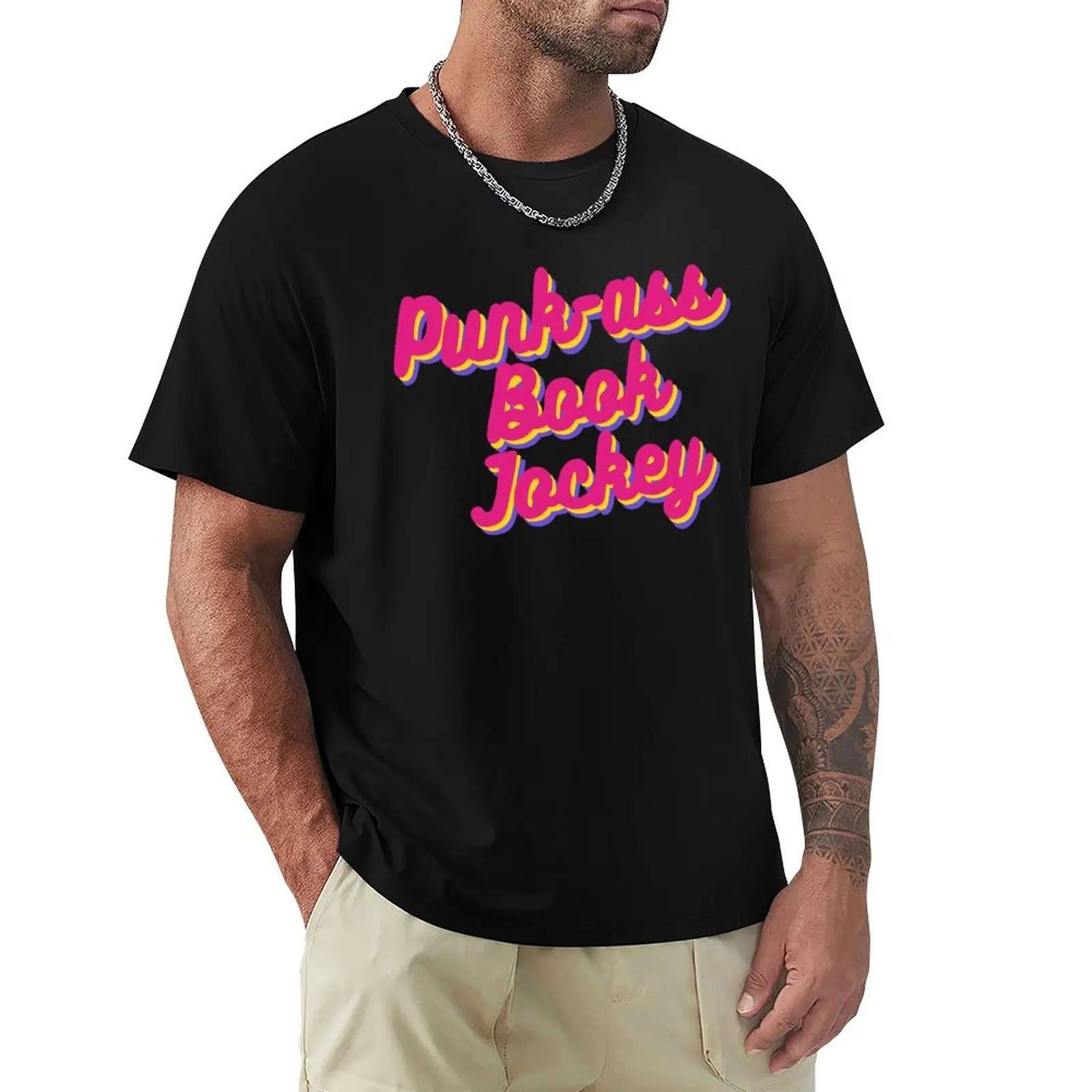 Punk-ass Book Jockey hand-lettered retro quote T-Shirt Sweat Resistant Workout Tee Shirt