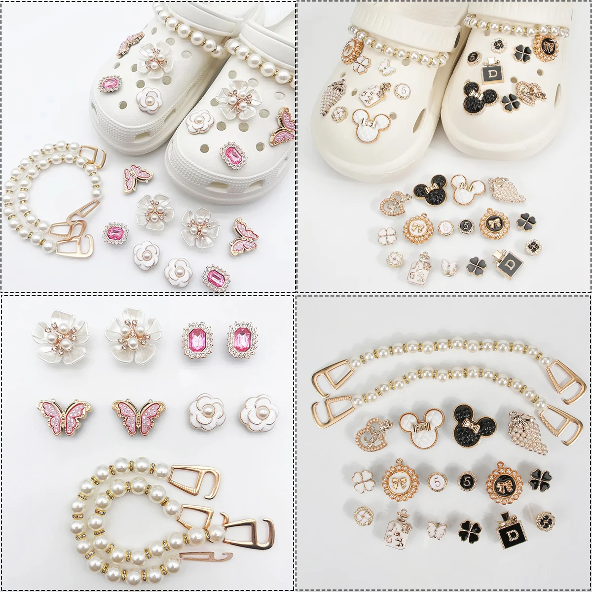 DIY Series Holey Shoes Flower Accessories Girl Shoe Accessories Kit Pearl Shoe Chain Decorations