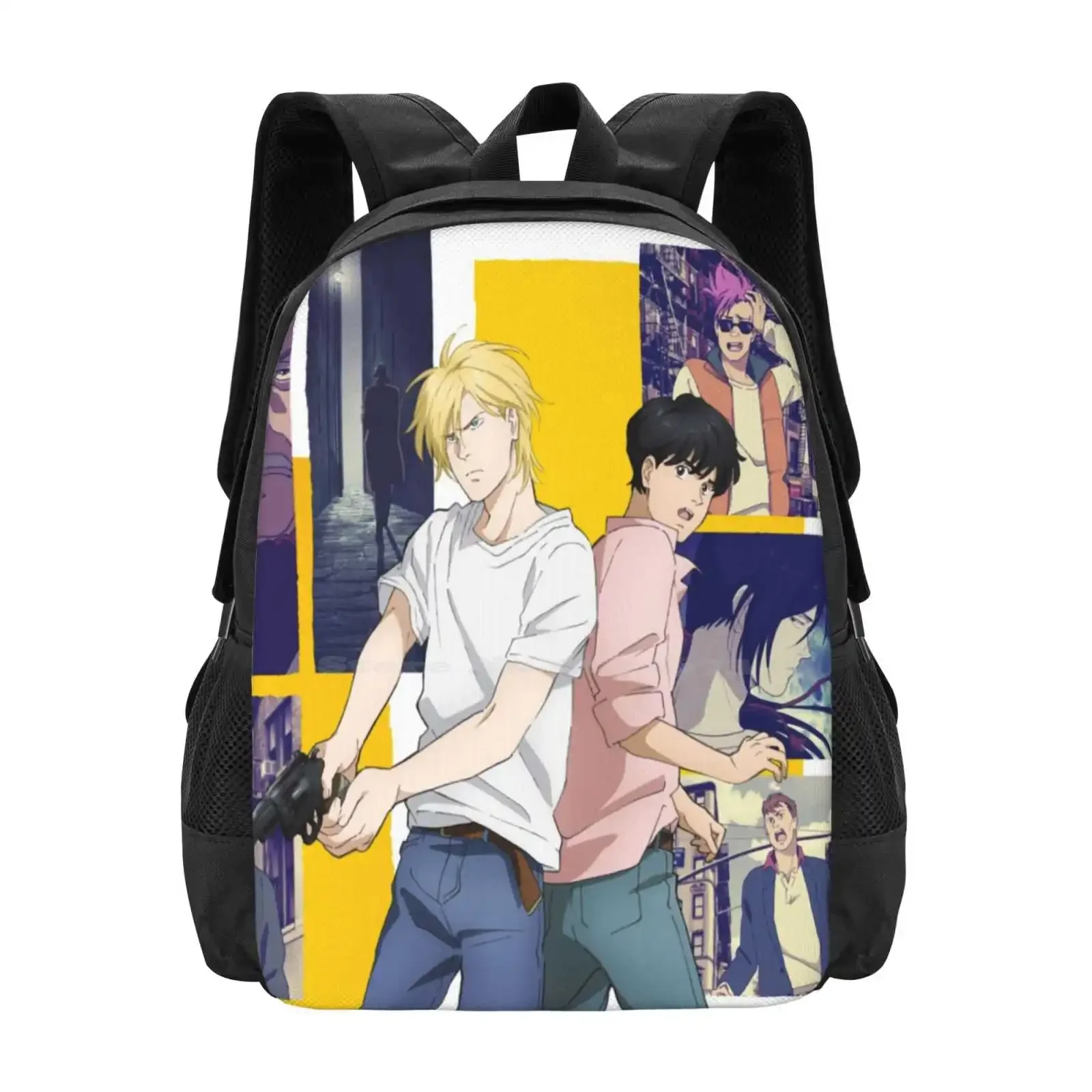 

Banana Fish Official Poster Cover Design Hot Sale Backpack Fashion Bags Banana Fish Ash Lynx Yellow Black Manga Anime Eiji