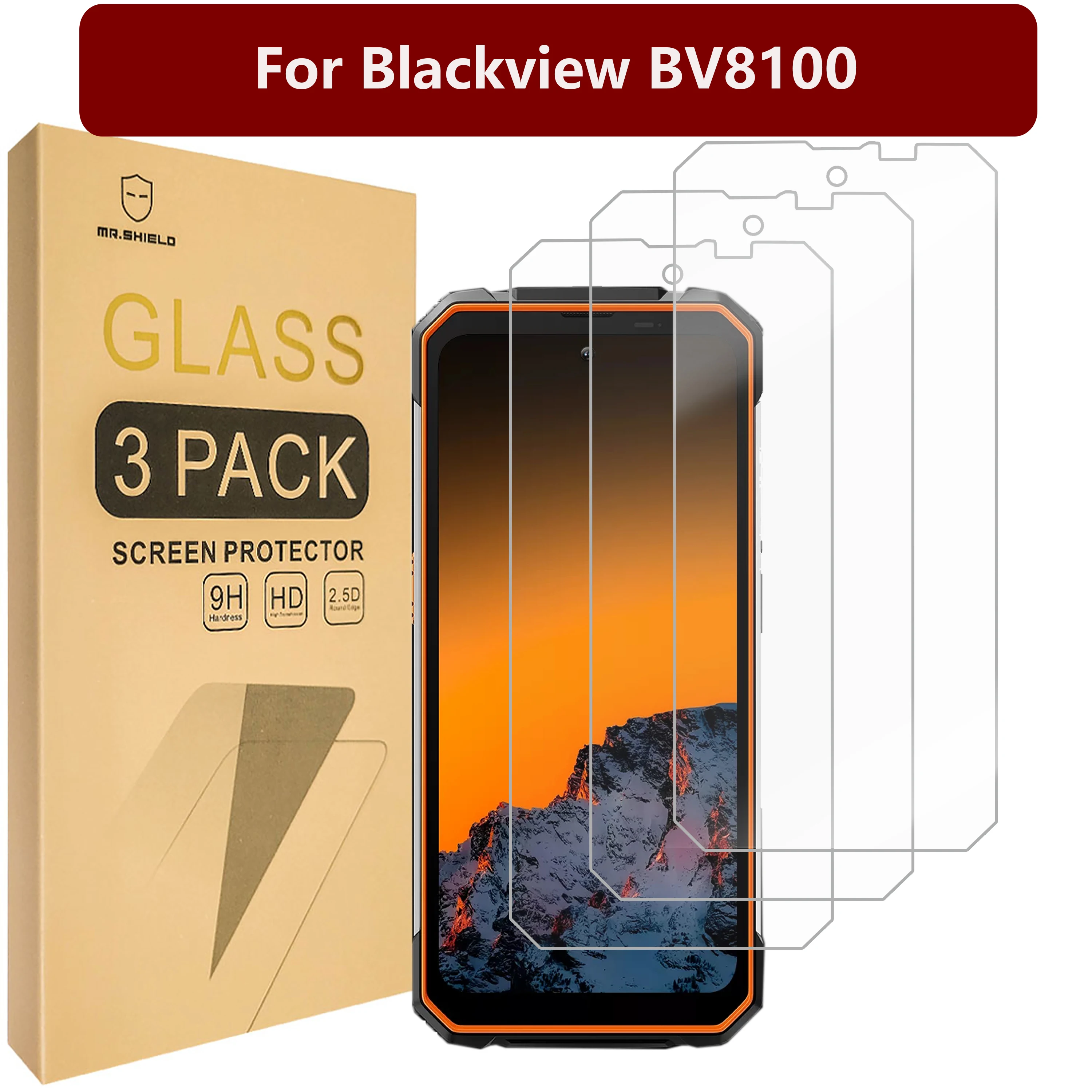 

Mr. Защитный экран совместим с Blackview BV8100 [закаленное стекло] [3 шт. в упаковке] [Японское стекло с твердостью 9H]