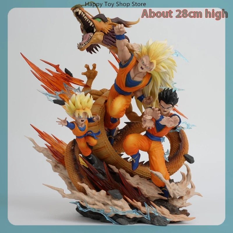 28cm Dragon Ball Goku Gofan Goten Dragon Fist Explosion Anime Figure Model Statue Collection Desktop Decoration Ornament Toys