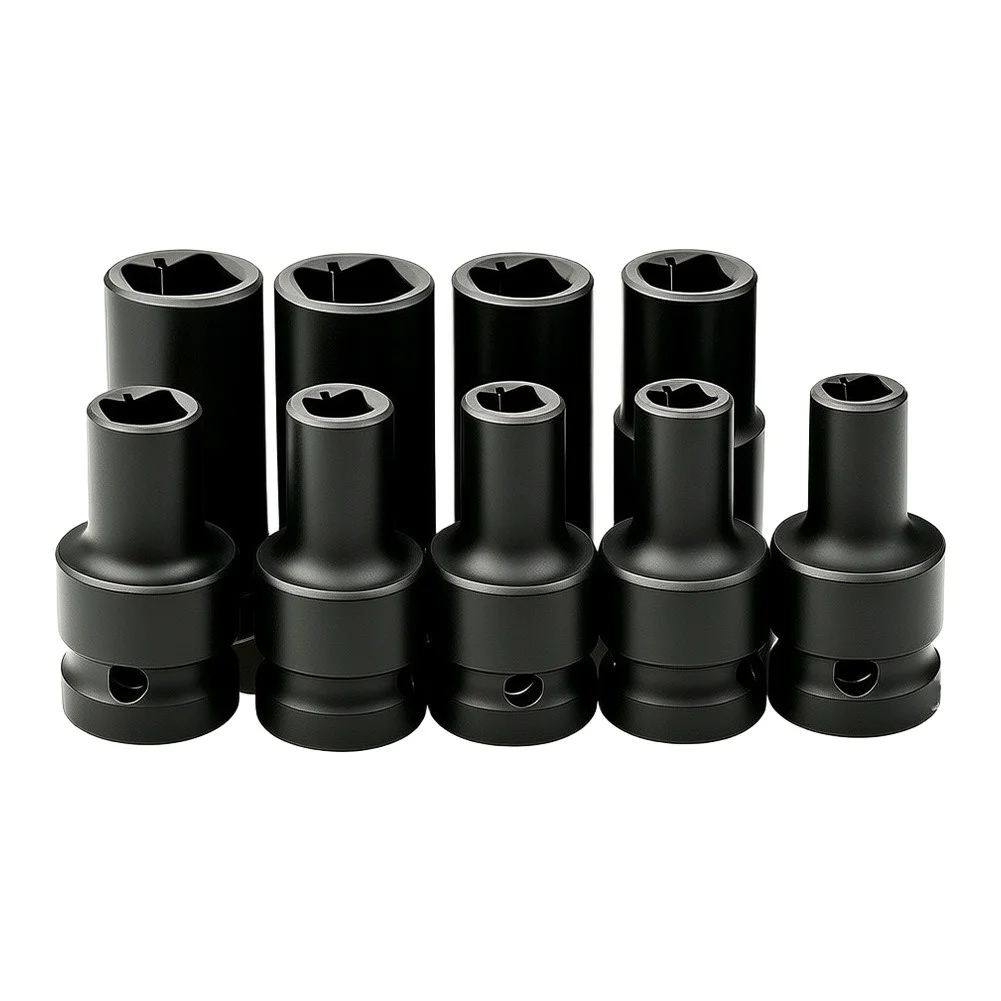Tap Socket Set 9 Piece M6-M24 1/2 Inch Drive Tapered Alignment Black Phosphate Cr-Mo Steel Hand Tool Kit For DIY Professional