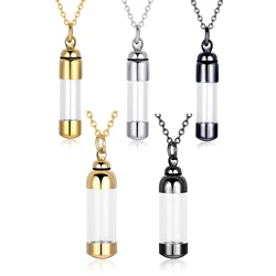 Stainless Steel Acrylic Cremation Urn Pendant Ashes Holder Memorial Pendant Necklace with Chain Keepsake Jewelry