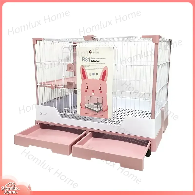 Large Pet Cage for Rabbit Dog Cat Guinea Pig Anti Spray Urine Easy Clean Pull Out Tray Comfortable Home Villa Small Animal