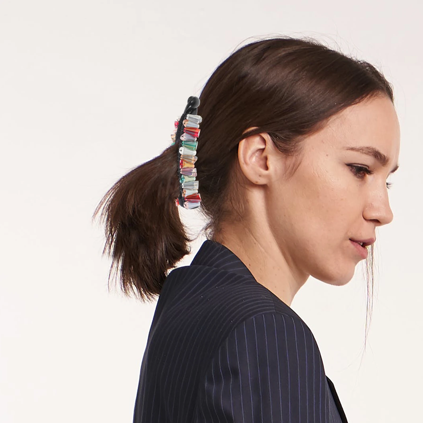 

Large Banana Clip Accessory Crystal Hair Clips For Women Vintage 80S Hairstyle Holder Lightweight Secure Grip Barrette For