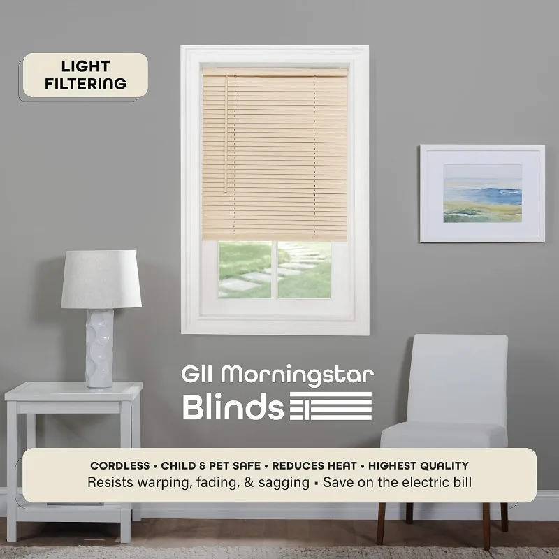 Cordless Light Filtering Mini Blind - 70 Inch Width,1