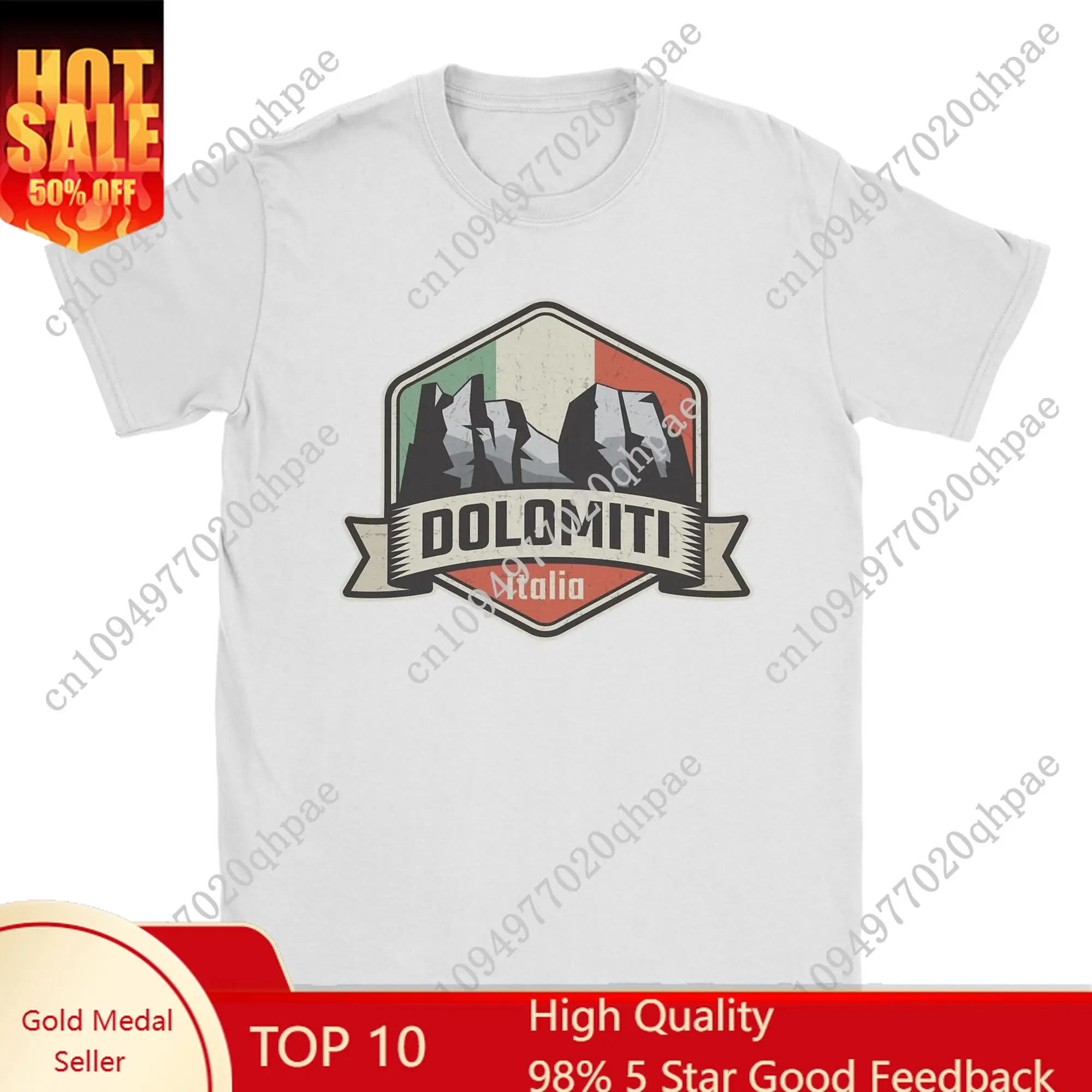 

Awesome Dolomites Italy Mountains T-Shirt for Men Round Neck Cotton T Shirts Climbing Hiking Short Sleeve Tees Gift Tops