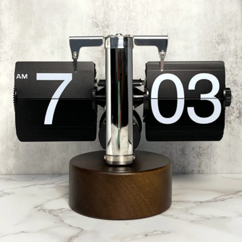 

Nordic Flip Page Table Clock, Wooden Base, Digital Desk Clock, White Office Desk, Decoration Items, Desktop Gadgets, Futuristic