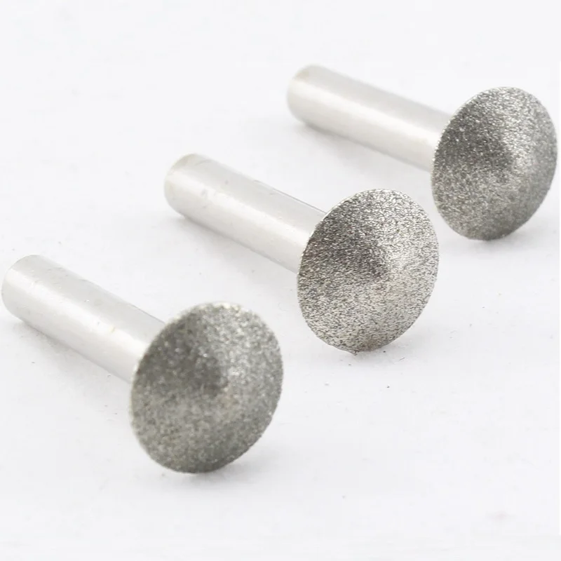 Umbrella D2 Needle Diamond Coated Grinding Heads, 6mm Shank, Diamond Cutting Burrs for Jade/Stone Chamfering, Carving, Polishing