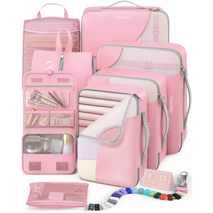 

Набор упаковочных кубиков для путешествий, подарки для женщин и мам, органайзер для чемодана с защитой от разрывов, с отделением для обуви и подвесной косметичкой.