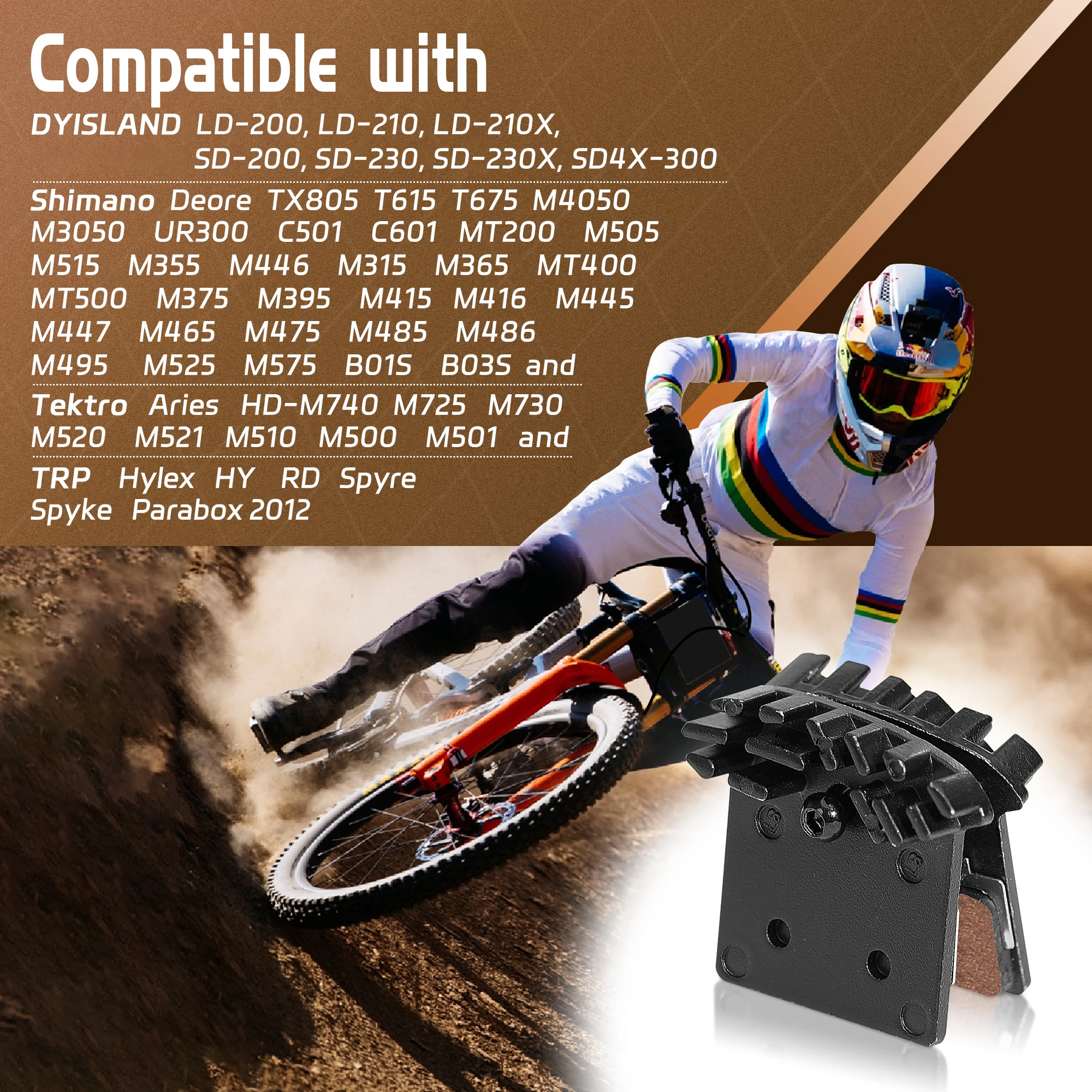DYISLAND Bike Brake Pads Resin Cooling Disc Brake Pads dissipate heat Brake Pads Compatible SHIMANO Deore Tektro