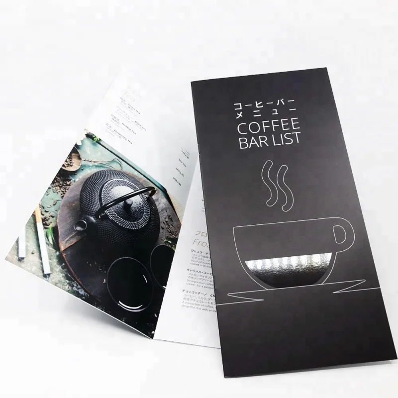 50 0.Zhang.Custom.12P 160*320mm COFFEE BAR LIST binding menu printing in shanghai