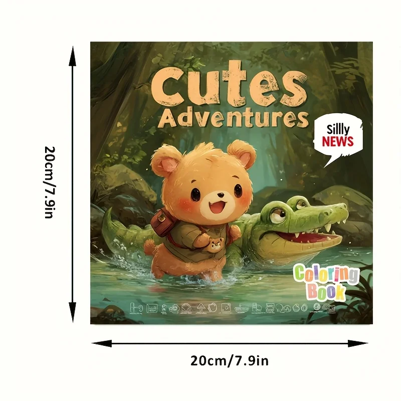 28 Halaman Buku Mewarnai Petualangan Hewan Lucu untuk Mengurangi Stres Dewasa |   Buku Mewarnai untuk Menghilangkan Stres dan Mengurangi Suasana Hati