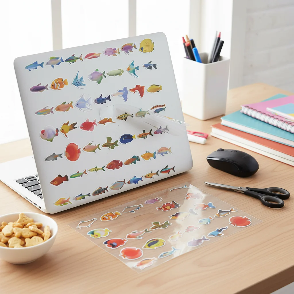 

50 PCS PET Waterproof Fish Transparent Stickers DIY Cartoon Laptop Decal Art Living Room Scrapbook Skateboard Luggage