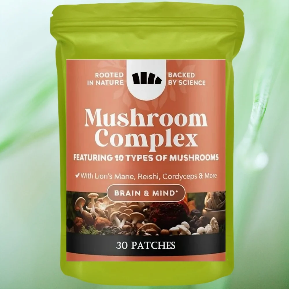30 Patches Mushroom Complex Transdermal Patches - Blends With Lions Mane, Cordyceps, Reishi, Chaga Maitake & Shiitake For B