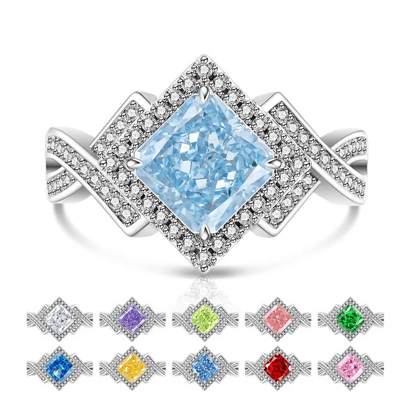 

Элегантный геометрический дизайн, стерлинговое серебро 925 пробы, ледяной цветок, сверкающий сахарный куб, высокоуглеродистый бриллиант, кольцо с крестом