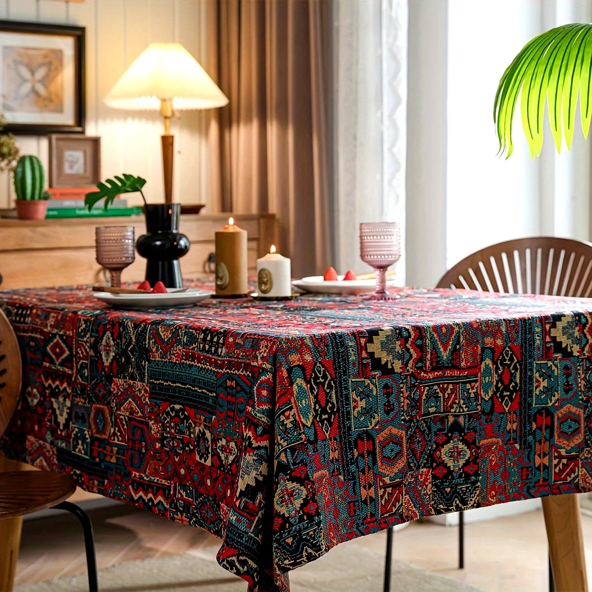Miao ethnic group's non-patterned American-style tablecloth, colorful jacquard tablecloth, surface pattern