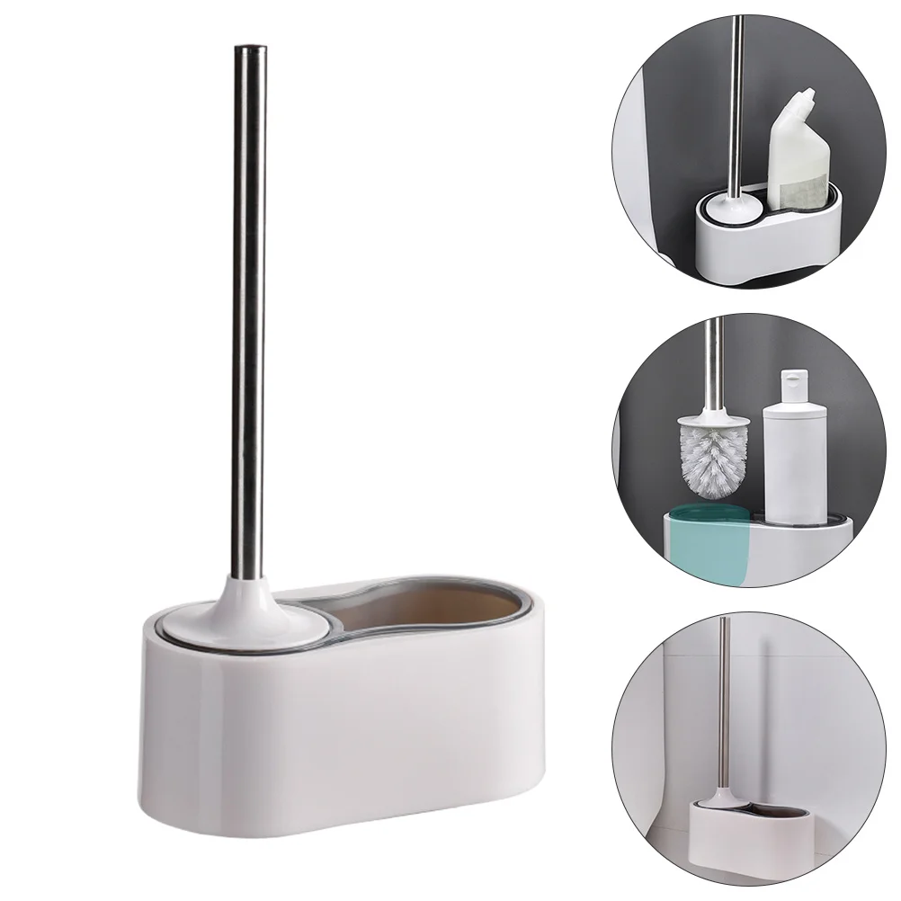 

1Set Toilet Brush Set Wall Mounted No Drill Installation Easy Clean Bristle Space Saving Holder Cleaning Tool Home Supply