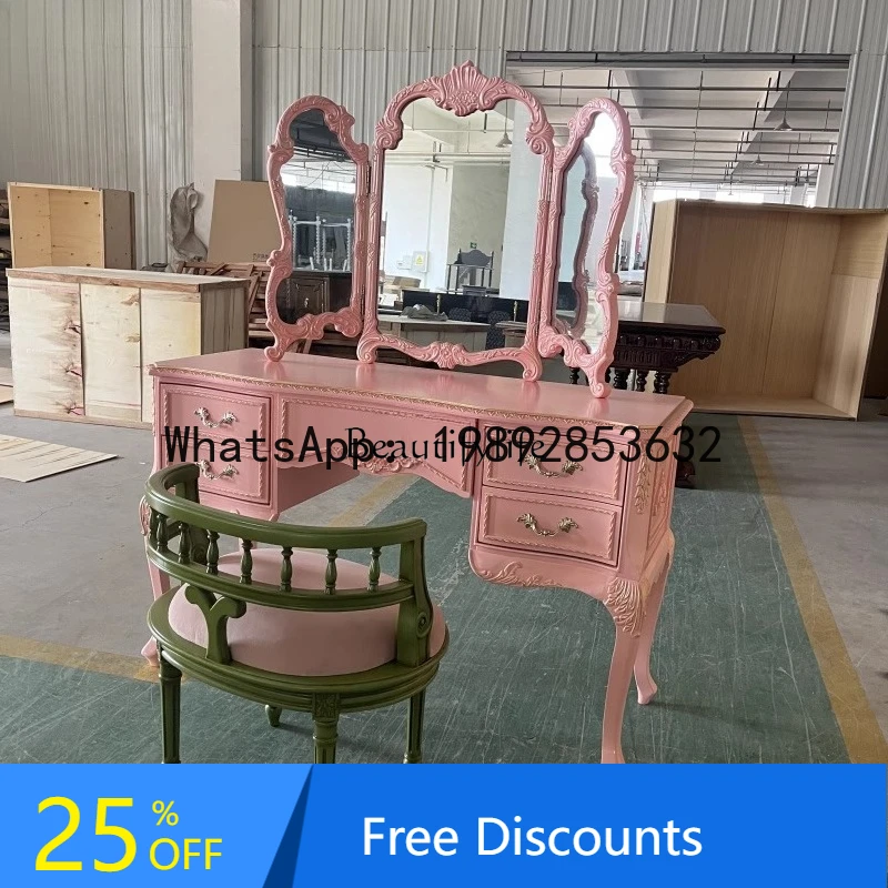 الفرنسية الرجعية القديمة الوردي مضمد الشمال الزجاج الصلب الخشب نحت زهرة خلع الملابس