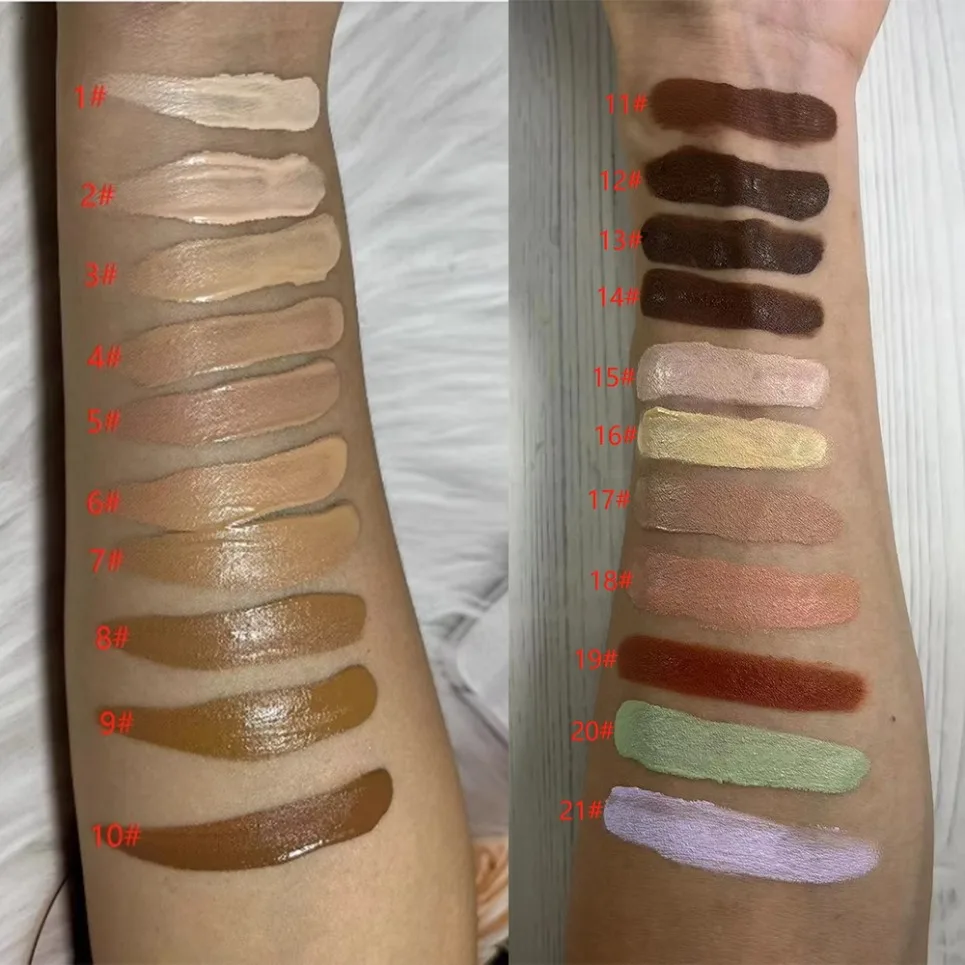 ビーガンメイクナチュラル軽量コンシーラープライベートラベル長期的な保湿カバーファンデーションコレクターカスタムロゴ